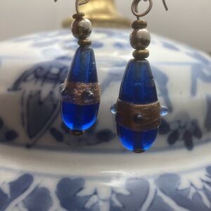 Blue glass earrings